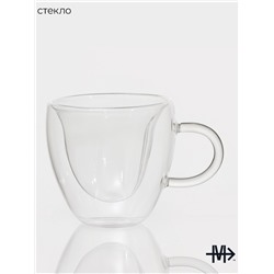 Кружка с двойными стенками Magistro «Сердце», 250 мл, стекло, прозрачная