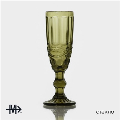Бокалы для шампанского Magistro «Ла-Манш», 160 мл, 7×20 см, набор 2 шт., стекло, зелёные