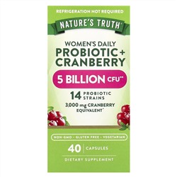 Nature's Truth, Женский пробиотик + клюква, 40 вегетарианских капсул