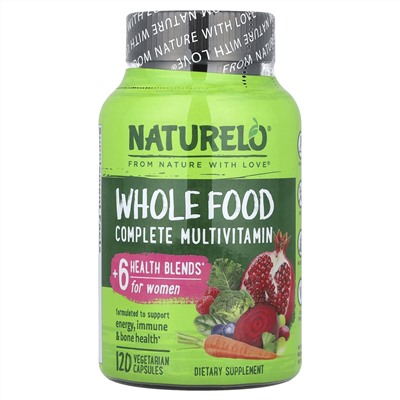 NATURELO, мультивитамины из цельных продуктов для женщин, 120 вегетарианских капсул