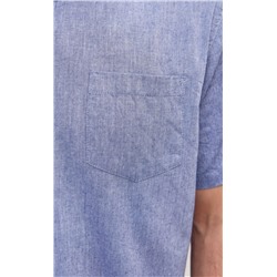 Рубашка к/р лен F111-0450 middle blue