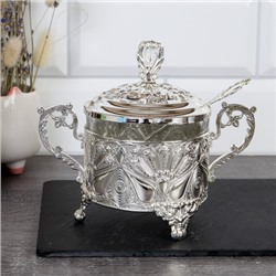 Сахарница 200 мл с ложкой / 885-1-SILVER /уп 48/