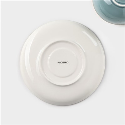 Чайная пара Magistro «Церера», 2 предмета: чашка 250 мл, блюдце d=16.5 см, фарфор, голубая