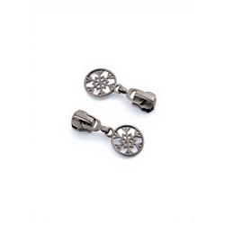 Бегунок для металлической молнии, №5, «Снежинка», 10 шт., цвет чёрный никель