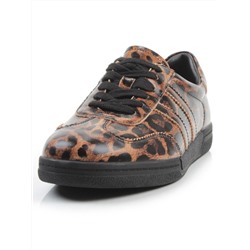 03-B6C-7PC BROWN/LEOPARD Кеды женские (натуральная кожа)