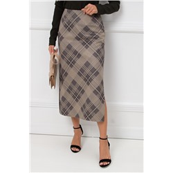 Юбка из плотного трикотажа в клетку с разрезами Луана №1