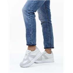 03-A1020-9 WHITE/GRAY Кроссовки женские (натуральная кожа, натуральная замша)