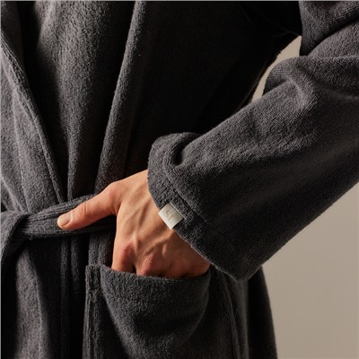 Халат махровый мужской SL HOME: Basic «Гри Сандре», размер S, хлопок 100%, тёмно-серый