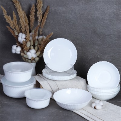 Столовый набор 16 предметов Классика с салатниками  13/7578 (WHITE)