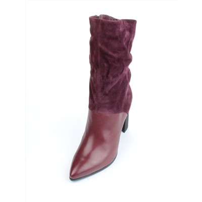 02-YF190-051M DK. RED Сапоги зимние женские (натуральная замша, байка, натуральный мех)