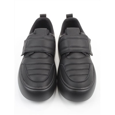 03-YH462-3 BLACK Полуботинки спортивные демисезонные женские (натуральная кожа)