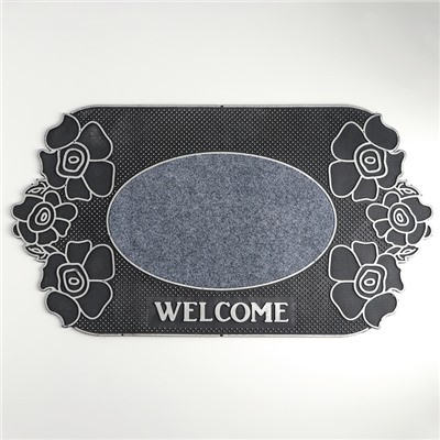 Коврик придверный "Welcome цветы", цвет МИКС