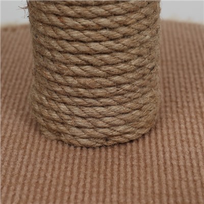 Домик для кошек с когтеточкой круглый, джут, 35×35×64 см, бежевый
