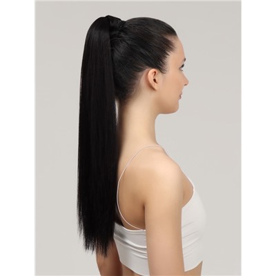 Хвост накладной, прямой волос, на резинке, 60 см, 100 г, цвет чёрный(#SHT3)