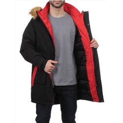 22067 BLACK RED Куртка мужская зимняя облегченная (150 гр. холлофайбер)