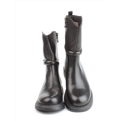 01-D3-1220 BLACK Ботинки демисезонные женские (натуральная кожа, байка)