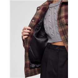 Бомбер из шерсти в клетку, коричневый