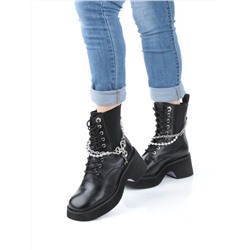 01-GZ6190-L61 BLACK Ботинки демисезонные женские (натуральная кожа)