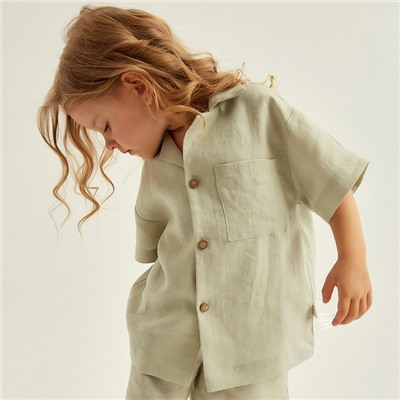 Костюм детский домашний (рубашка и шорты) SL HOME, размер 32 (110-116 см), светло-зелёный