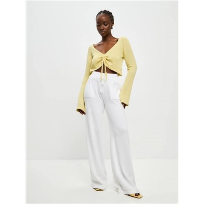 Брюки палаццо с карманами, Белый