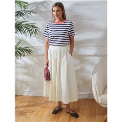 Футболка в горизонтальную полоску из премиального хлопка с эластаном