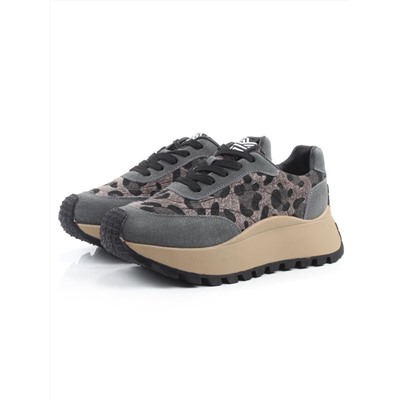 04-PDH362-2 GRAY Кроссовки демисезонные женские (натуральная замша, натуральная кожа)