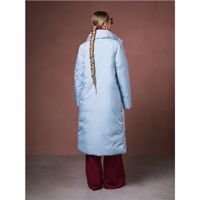 Пуховик женский серо-голубой