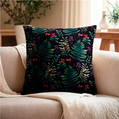 Наволочка декоративная «Этель. Папоротник», 40×40 см, велюр