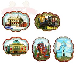 Панно овальное Иркутск 25*19см (дерево, каменная крошка) 5 видов
