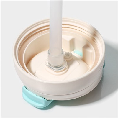 Стакан Magistro «Трэвел», 570 мл, 8.9×8.3×18 см, с трубочкой и крышкой, стекло, прозрачный, голубой