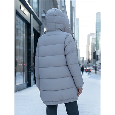 Куртка женская зимняя на резинке большого размера светло-коричневого цвета 7619SK