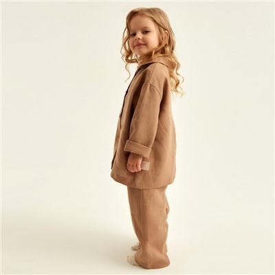 Костюм детский домашний (рубашка и брюки) SL HOME, размер 38 (146-152 см), цвет кофейный