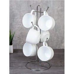 Кружка 6 штук на металлическом стенде 210 мл DCB210 (white)