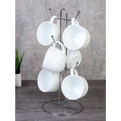 Кружка 6 штук на металлическом стенде 210 мл DCB210 (white)