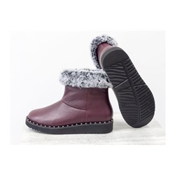 Женские сапоги в стиле UGG из натуральной кожи флотар бордового цвета и исскуственного меха "шиншила", Зимняя коллекция от ТМ Джино Фиджини, Б-17113-11