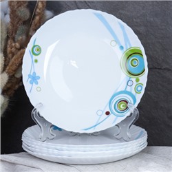 Набор тарелок 6 штук 190 мм / LHP-75XN (6994) /уп 12/ Абстракция бирюза