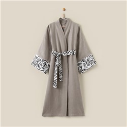 Халат женский домашний SL HOME Floral-52, лён 100%, серый