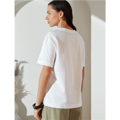 Свободная футболка с принтом из премиального хлопка с эластаном