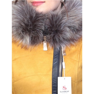 5193 YELLOW Парка женская зимняя (150 гр синтепон, искусственный мех)