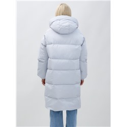 Куртка летучая мышь женская с капюшоном зимняя светло-серого цвета 9621SS