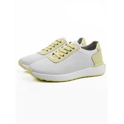 03-YC352-2 WHITE/YELLOW  Кроссовки летние женские (натуральная кожа)