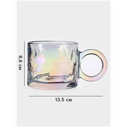 Кружка Доляна «Крис», 300 мл, 13.5×8.6 см, стекло, перламутр