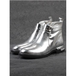 01-B48B-87C GREY/SILVER Ботинки демисезонные женские (натуральная кожа, байка)