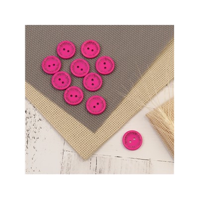 Набор нашивок из дерева «Hand made with love», 2 × 2 см, 10 шт, цвет ярко-розовый