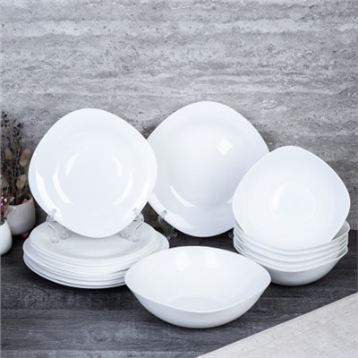 Столовый набор 19 предметов квадратный SQ-19 8595759 WHITE (уп 2) большая суповая