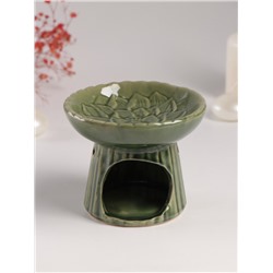 Аромалампа для эфирных масел «Лотос», керамика, т. зелёная, 11.4×11.4×9 см