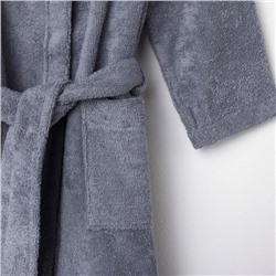 Халат махровый детский «Этель» Little king, размер 32 (110-116 см), серый