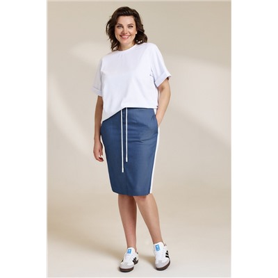 DiLiaFashion 0852 белый-деним, Юбка,  Футболка