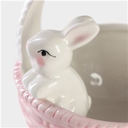 Конфетница Доляна «Зайка», 360 мл, 12.5×16 см, розовая