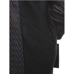 A16002 BLACK Пальто демисезонное женское (синтепон 100 гр., натуральный мех лисицы)